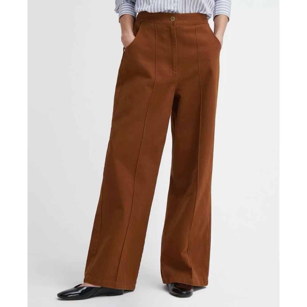 Barbour Allerston Trouser Wide Leg Pants in Gold Brown Sz 8 - Picture 2 of 13